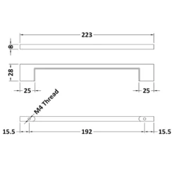 Drench D Bar Furniture Handle - 192mm Centres