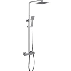 Drench Exposed Square Rigid Riser Thermostatic Shower Kit