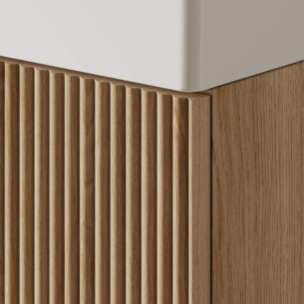 Drench Groove 460mm Fluted Floorstanding Cloakroom Vanity Unit & Basin