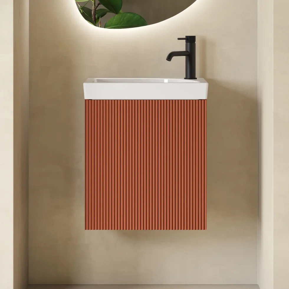 Drench Groove 460mm Fluted Wall Hung Cloakroom Vanity Unit & Basin