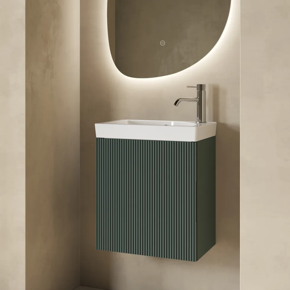 Drench Groove 460mm Fluted Wall Hung Cloakroom Vanity Unit & Basin