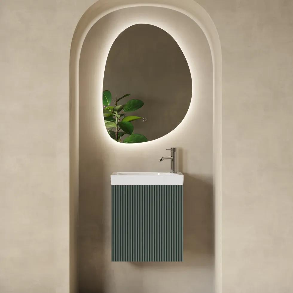 Drench Groove 460mm Fluted Wall Hung Cloakroom Vanity Unit & Basin