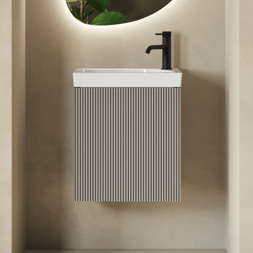 Drench Groove 460mm Fluted Wall Hung Cloakroom Vanity Unit & Basin