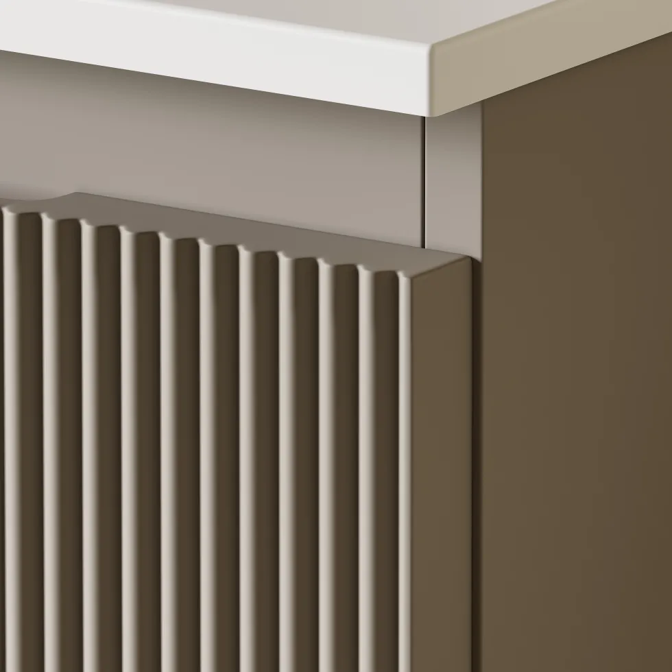 Drench Groove 870mm Fluted Wall Hung Curved Vanity Unit & Matt Stone Basin