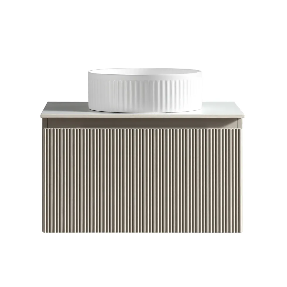 Drench Groove 600mm Fluted Wall Hung Vanity Unit & Sintered Stone Countertop