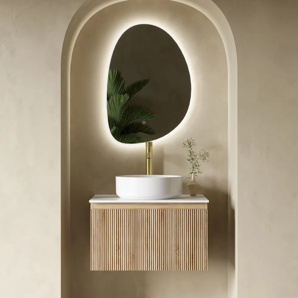 Drench Groove 600mm Fluted Wall Hung Vanity Unit & Sintered Stone Countertop