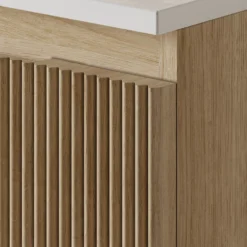 Drench Groove 800mm Fluted Wall Hung Vanity Unit with Open Shelves & Sintered Stone Countertop