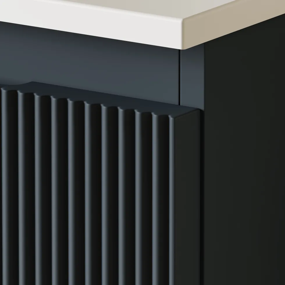 Drench Groove 1000mm Fluted Wall Hung Vanity Unit with Open Shelves & Sintered Stone Countertop