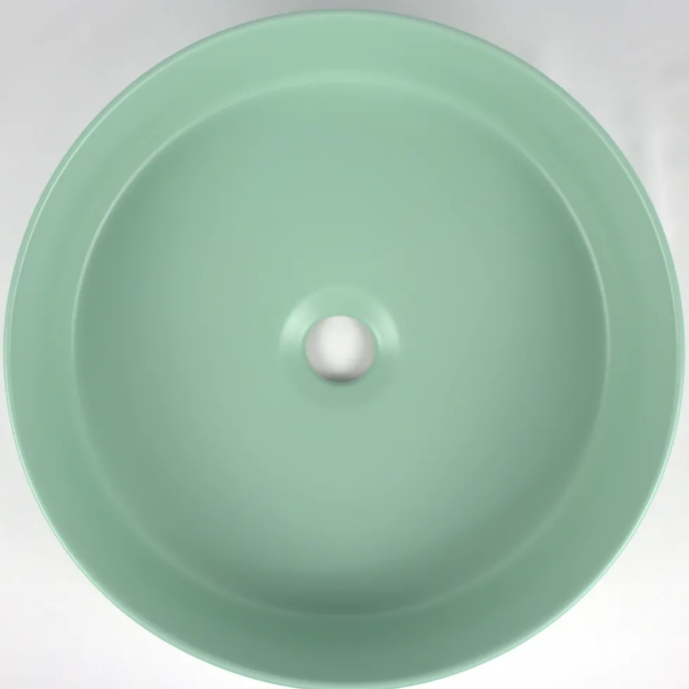 Drench Hue Round Countertop Basin - Minty Green