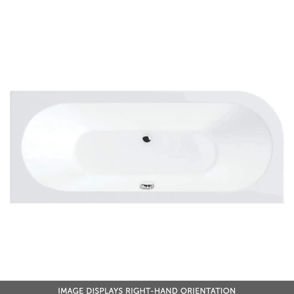 Drench J Shaped Double Ended Corner Bath & Front Panel - 1650 x 725mm