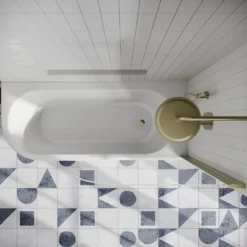 Drench J Shaped Shower Bath with Panel & Shower Screen