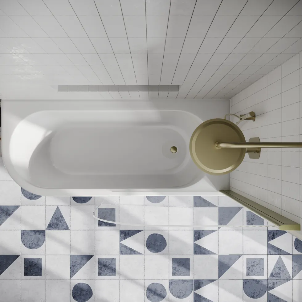 Drench J Shaped Shower Bath with Panel & Shower Screen