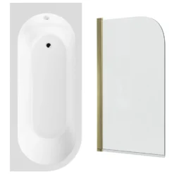Drench J Shaped Shower Bath with Panel & Shower Screen