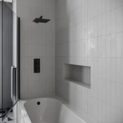 Drench J Shaped Shower Bath with Panel & Shower Screen