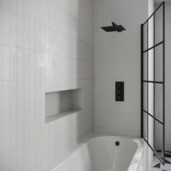 Drench J Shaped Shower Bath with Panel & Shower Screen