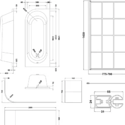 Drench J Shaped Shower Bath with Panel & Shower Screen