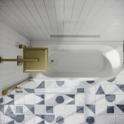 Drench J Shaped Shower Bath with Panel & Shower Screen