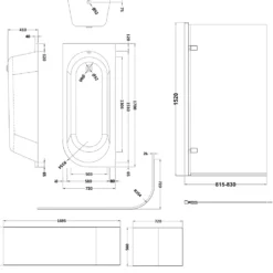 Drench J Shaped Shower Bath with Panel & Shower Screen