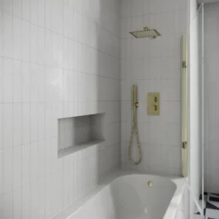 Drench J Shaped Shower Bath with Panel & Shower Screen