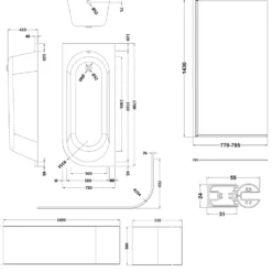 Drench J Shaped Shower Bath with Panel & Shower Screen