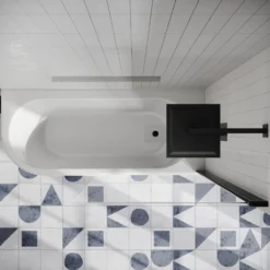 Drench J Shaped Shower Bath with Panel & Shower Screen