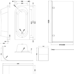 Drench J Shaped Shower Bath with Panel & Shower Screen
