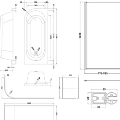 Drench J Shaped Shower Bath with Panel & Shower Screen