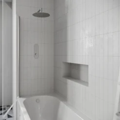 Drench J Shaped Shower Bath with Panel & Shower Screen