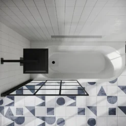 Drench J Shaped Shower Bath with Panel & Shower Screen
