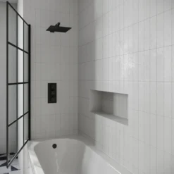 Drench J Shaped Shower Bath with Panel & Shower Screen