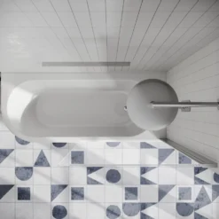 Drench J Shaped Shower Bath with Panel & Shower Screen