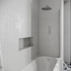 Drench J Shaped Shower Bath with Panel & Shower Screen