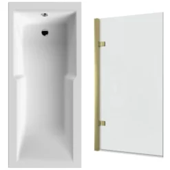 Drench Keyhole Shower Bath & Brushed Brass Shower Screen