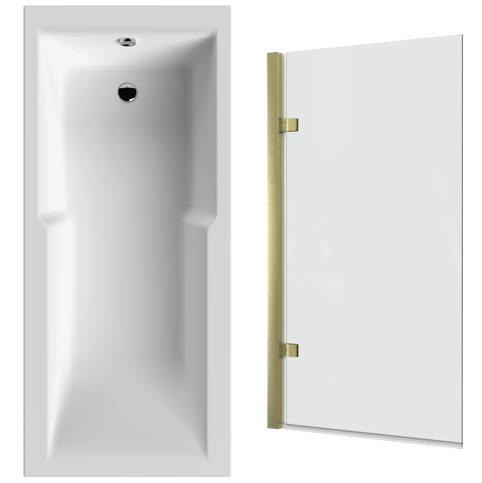 Drench Keyhole Shower Bath & Brushed Brass Shower Screen
