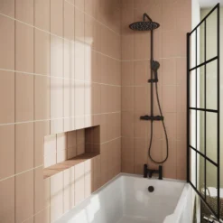 Drench Keyhole Shower Bath & Matt Black Shower Screen