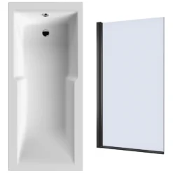 Drench Keyhole Shower Bath & Matt Black Shower Screen