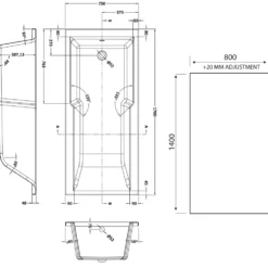 Drench Keyhole Shower Bath & Matt Black Shower Screen