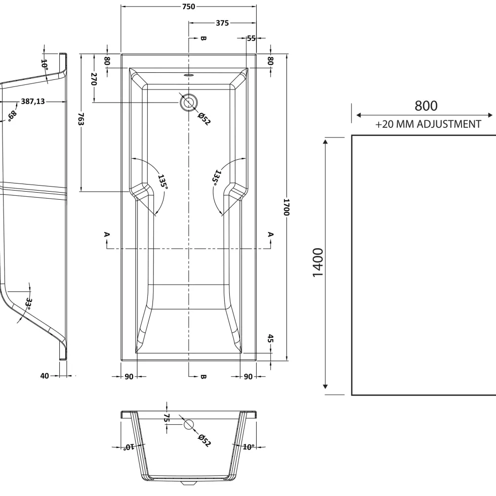 Drench Keyhole Shower Bath & Shower Screen
