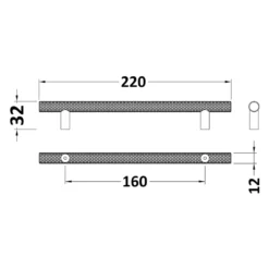 Drench Knurled T Bar Furniture Handle - 160mm Centres