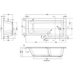 Drench L Shaped Shower Bath & Optional Panel - 1700mm