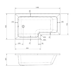 Drench L Shaped Shower Bath & Optional Panel - 1500mm