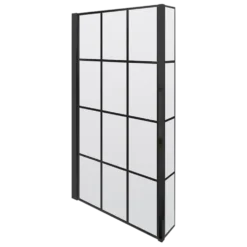 Drench L Shaped Shower Bath with Black Grid Shower Screen & Panel - 1700mm