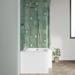 Drench L Shaped Shower Bath with Panel and Shower Screen - 1500mm
