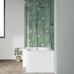 Drench L Shaped Shower Bath with Panel and Shower Screen - 1500mm