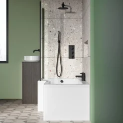 Drench L Shaped Shower Bath with Panel and Shower Screen - 1500mm