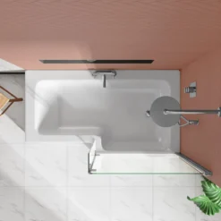 Drench L Shaped Shower Bath with Panel and Shower Screen - 1500mm