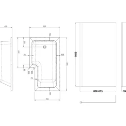 Drench L Shaped Shower Bath with Panel and Shower Screen - 1500mm