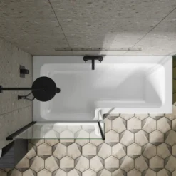Drench L Shaped Shower Bath with Panel and Shower Screen - 1700mm