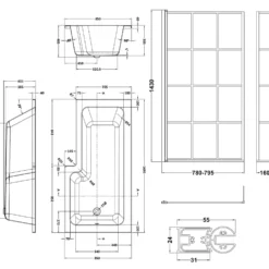 Drench L Shaped Shower Bath with Panel and Shower Screen - 1700mm