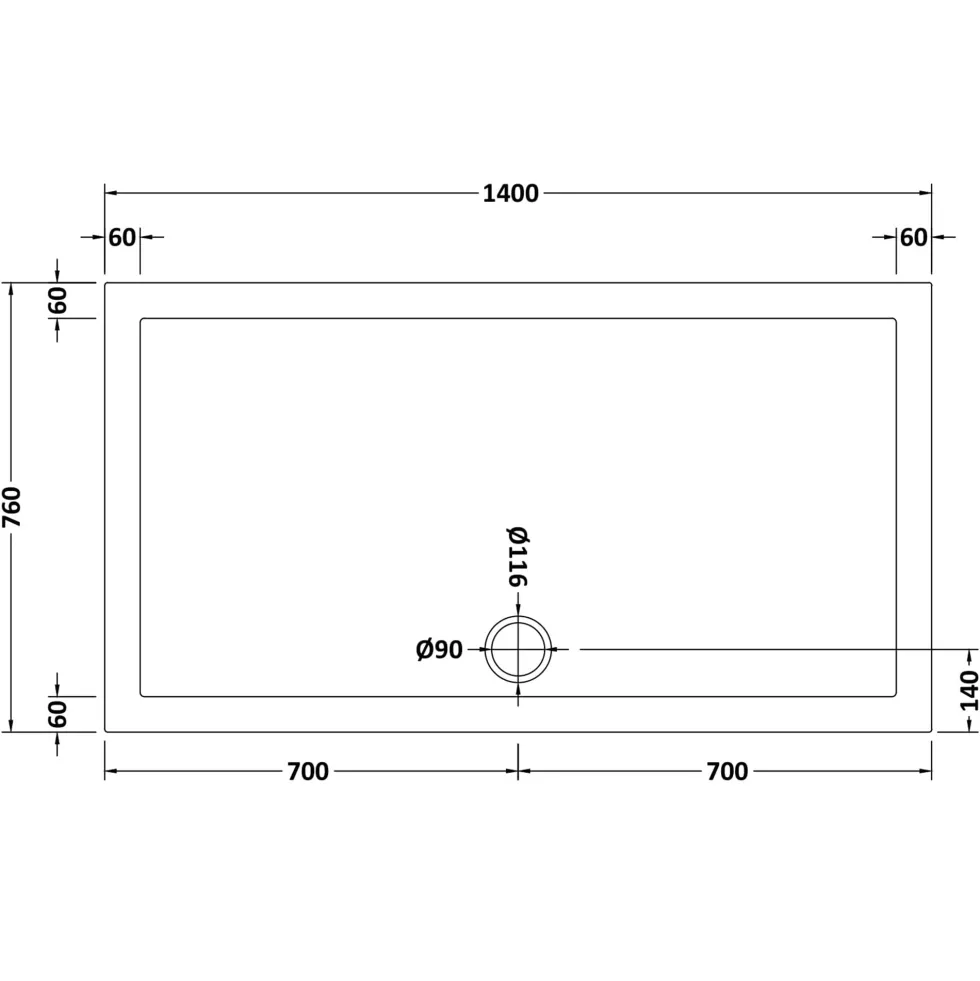 Drench MineralStone 40mm Low Profile Rectangular Shower Tray